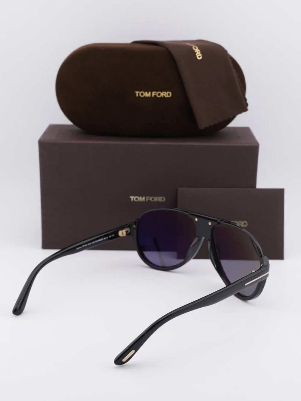 Tom Ford Dimitry FT0334 01D Aviator Sunglasses - Shiny Black / Smoke Polarized